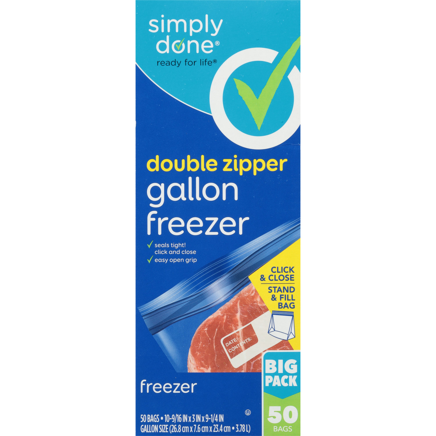 Simply Done Freezer Bags, Double Zipper, Gallon, Big Pack