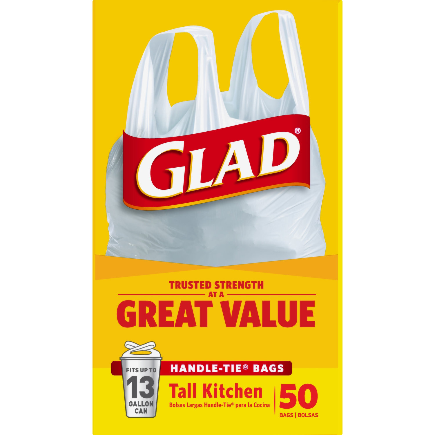 Glad Recycling Bags, Tall Kitchen, Handle-Tie,13 Gallon