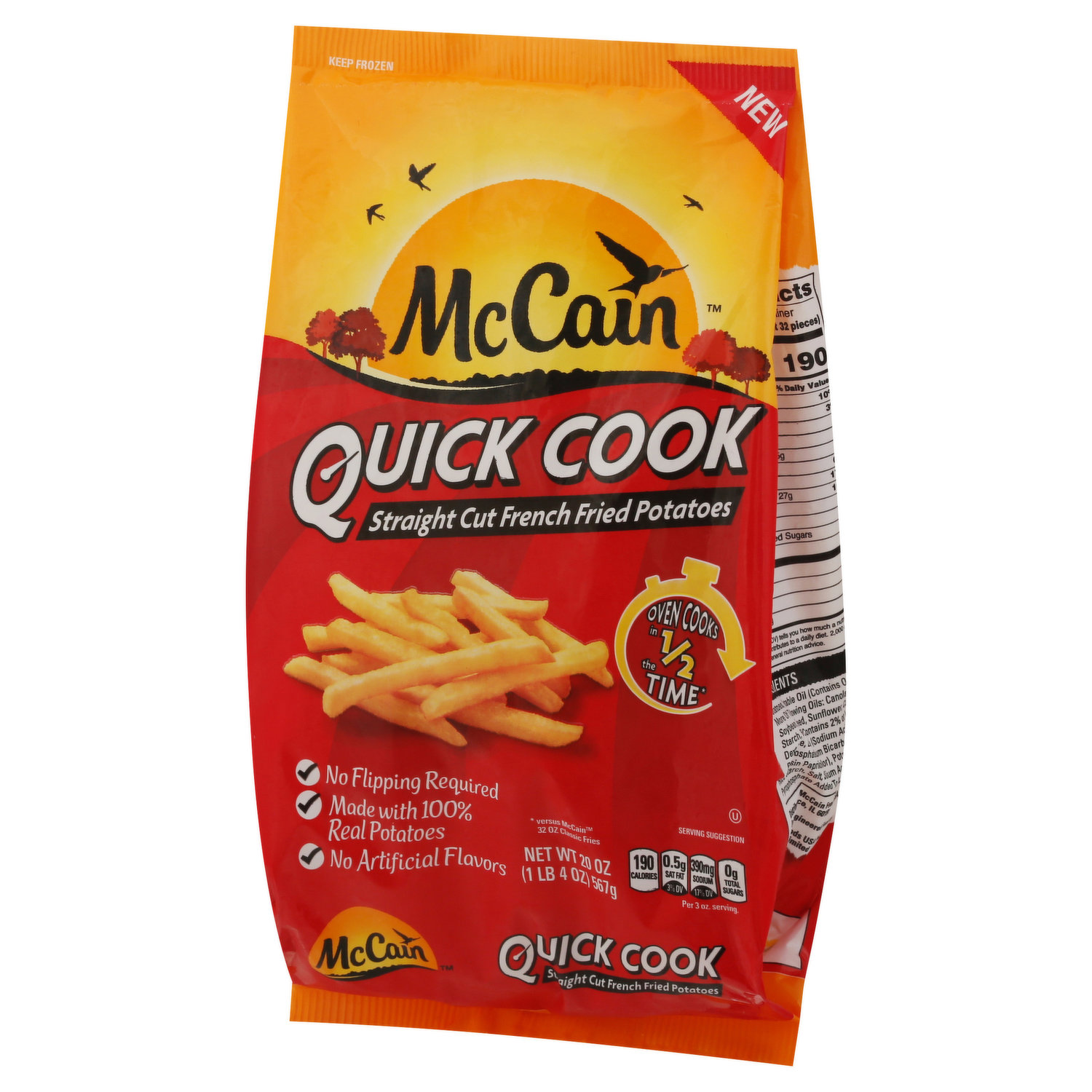 McCain Quick Cook Straight Cut French Fries, made with real potatoes,  frozen potatoes, 20 oz bag