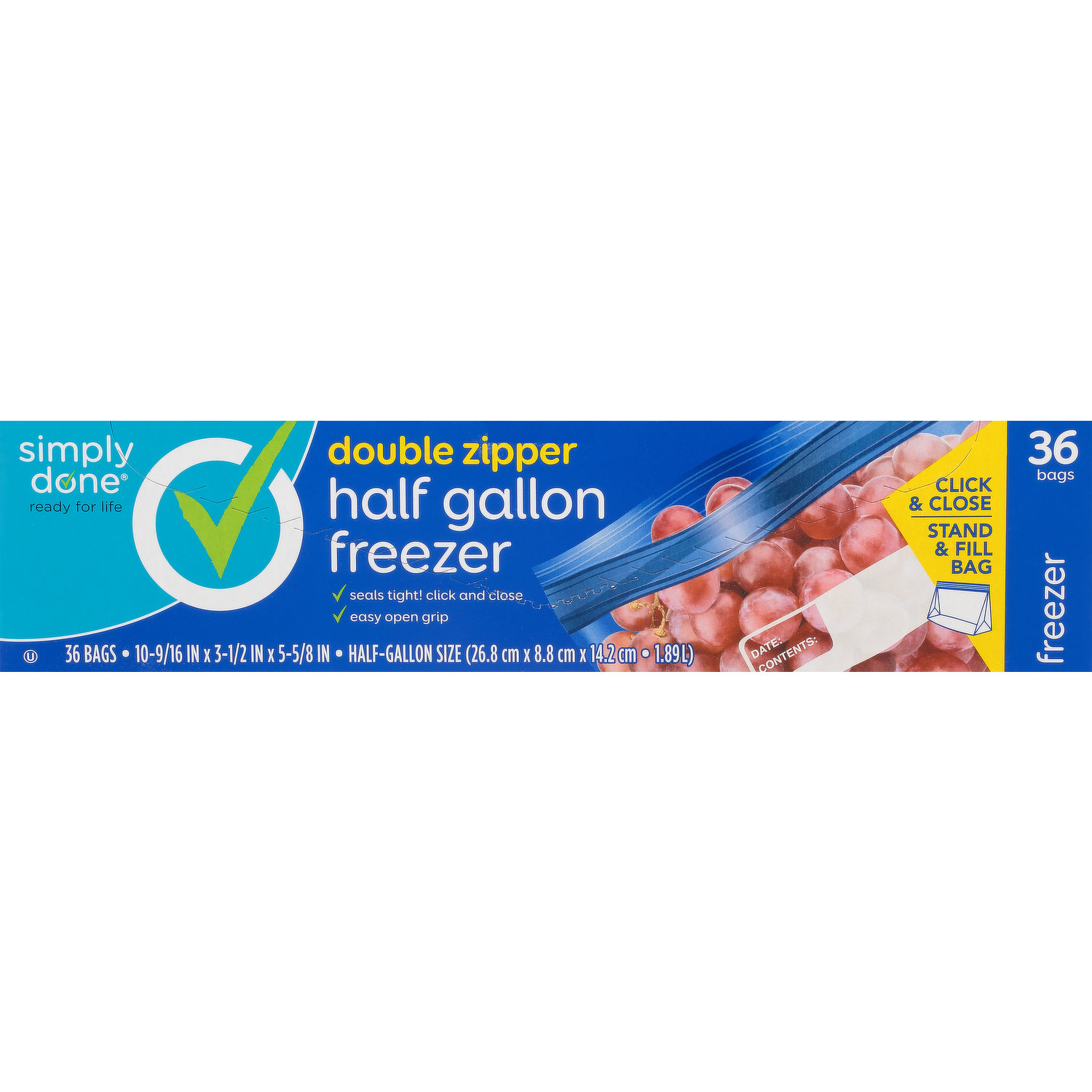 Simply Done Storage Bags, Double Zipper, Gallon - 19 bags