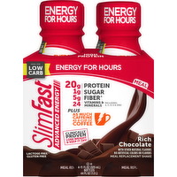 SlimFast Advanced Energy Rich Chocolate Meal Replacement Shakes, 4 Each