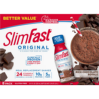 SlimFast Original Rich Chocolate Royale Meal Replacement Shakes, 8 Each