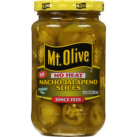 Mt. Olive No Heat Nacho Jalapeno Slices, 12 Ounce