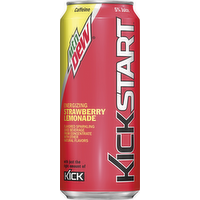 Mountain Dew Kickstart Energizing Strawberry Lemonade Sparkling Juice Beverage, 16 Ounce