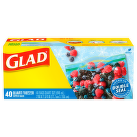 Glad Zipper Quart Freezer Storage Bags, 40 Each