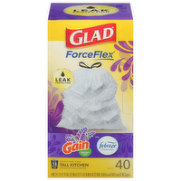 Glad OdorShield Tall Kitchen Drawstring Trash Bags Lavender Scent, 40 Each