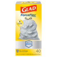 Glad ForceFlex OdorShield Tall Kitchen Drawstring Trash Bags Unscented, 40 Each