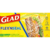 Glad Flex'N Seal Zipper Sandwich Storage Bags, 100 Each