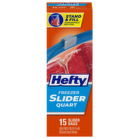 Hefty Slider Quart Freezer Storage Bags, 15 Each