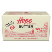 Hope Creamery Hi Fat Unsalted Butter, 1 Pound