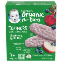 Gerber Organic Snacks for Baby Teethers Blueberry Apple Beet Gentle Teething Wafers, 12 Each