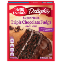 Betty Crocker Delights Super Moist Triple Chocolate Fudge Cake Mix, 13.25 Ounce