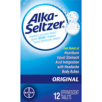 Alka-Seltzer Original Antacid Analgesic Effervescent Tablets, 12 Each