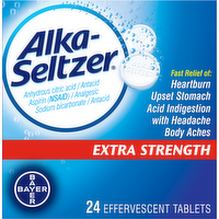 Alka-Seltzer Extra Strength Antacid Analgesic Effervescent Tablets, 24 Each