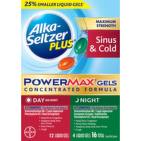 Alka-Seltzer Plus Maximum Strength Day Night Sinus & Cold PowerMax Gels, 16 Each