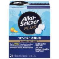 Alka-Seltzer Plus Severe Cold & Cough PowerFast Fizz Effervescent Tablets Citrus Flavor, 24 Each