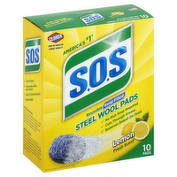 S.O.S Steel Wool Lemon Fresh Soap Pads, 10 Each