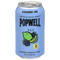 Popwell Blackberry Lime Flavored Prebiotic Soda, 12 Ounce