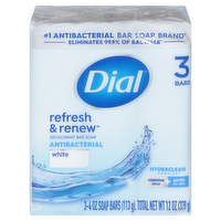 Dial White Antibacterial Deodorant Soap, 3 Each