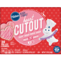 Pillsbury Ready To Bake! Valentine's Day Heart Cutout Shape Sugar Cookie Dough, 7.2 Ounce