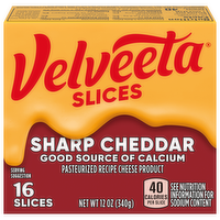 Kraft Velveeta Sharp Cheddar Cheese Slices, 12 Ounce