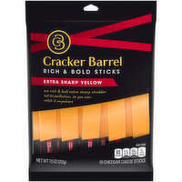 Cracker Barrel Extra Sharp Cheddar Cheese Sticks, 10 Each