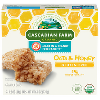 Cascadian Farm Organic Oats & Honey Granola Bars, 5 Each