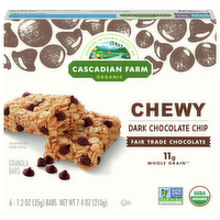 Cascadian Farm Organic Dark Chocolate Chip Chewy Granola Bars, 6 Each