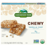 Cascadian Farm Organic Vanilla Chip Chewy Granola Bars, 6 Each