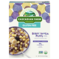 Cascadian Farm Organic Gluten Free Berry Vanilla Puffs Cereal, 10.25 Ounce