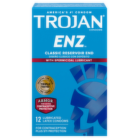 Trojan Enz Spermicidal Lubricated Premium Latex Condoms, 12 Each