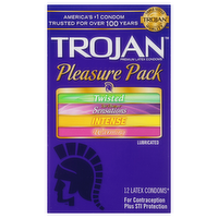 Trojan Pleasure Pack Lubricated Laxes Condoms, 12 Each