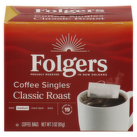 Folgers Classic Roast Coffee Singles, 19 Each