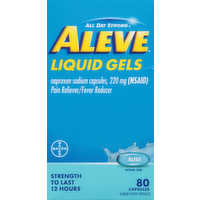 Aleve Pain Reliever Fever Reducer Liquid Gels, 80 Each
