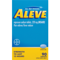 Aleve Pain Reliever Fever Reducer Caplets, 90 Each