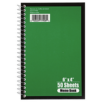 Norcom 6x4 Side Spiral Memo Notebook, 50 Each