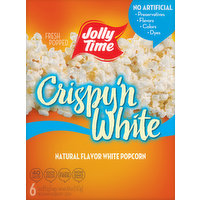 Jolly Time Crispy N' White Microwave Popcorn, 6 Each