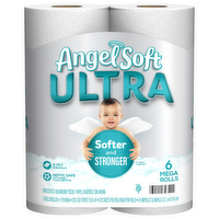 Angel Soft Ultra Unscented Bathroom Tissue Mega Rolls, 6 Each