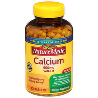 Nature Made Calcium 600mg with Vitamin D Tablets, 220 Each