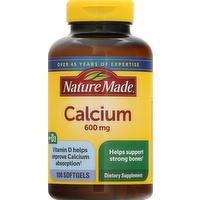 Nature Made Calcium 600mg with Vitamin D3 Softgels, 100 Each