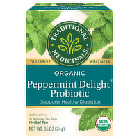 Traditional Medicinals Organic Peppermint Delight Probiotic Tea, 16 Each