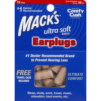 Macks Ultra Soft Foam Earplugs, 20 Each