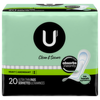 U by Kotex Clean & Secure Heavy Absorbency Ultra Thin Pads, 20 Each