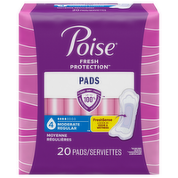 Poise Moderate Absorbency Regular Length Incontinence Pads, 20 Each