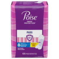 Poise Regular Length Moderate Absorbency Incontinence Pads, 66 Each