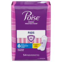 Poise Long Length Moderate Absorbency Incontinence Pads, 54 Each