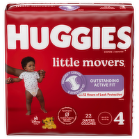 Huggies Little Movers Diapers Size 4 (22-37 lbs.), 22 Each