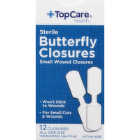 TopCare Butterfly Closures Bandages, 12 Each