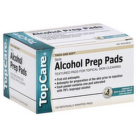 TopCare Alcohol Prep Pads Textured Pads for Topical Skin Cleaning, 100 Each