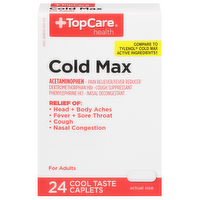 TopCare Cold Multi-Sympton Cold Relief Cool Ice Caplets Daytime Formula, 24 Each